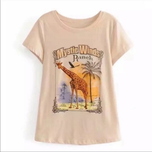 Cream Mystic Winds Graphic Tee giraffe top - Picture 6 of 6
